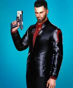 Cyberpunk 2077 V Male Black Leather Blazer