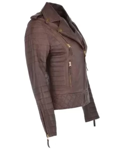 Womens Distressed Brown Biker Leather Jackets