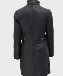 Womens Fur Hooded Black Leather Coat