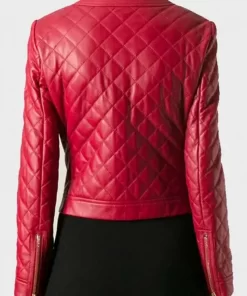 Womens Quilted Red Leather Jacket