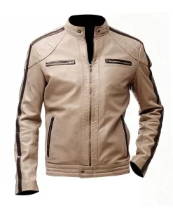 Mens Brown Stripped Beige Jacket