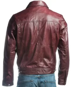 Burgundy Trucker Leather Jacket