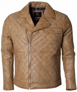 Embroidered Men Soft Leather Biker Jacket