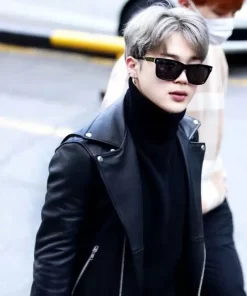 Jimin BTS Black Biker Leather Jacket1