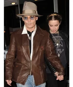 Johnny Depp Brown Leather Jacket1