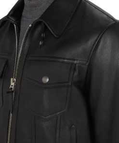 Brian Classic Collar Jacket Black Leather Men’s