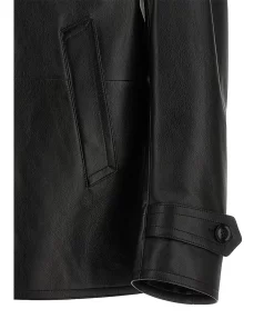 Freddie Double Breasted Black Leather Jacket