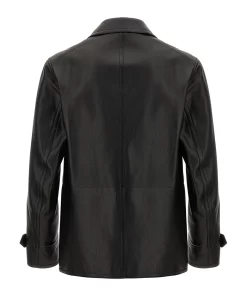 Freddie Double Breasted Black Leather Jacket