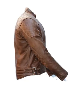 Mens Brown Quilted Leather Jacket The 76 Cafe Racer Jacket