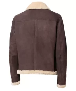 Mens Brown Suede Jacket With Sherpa Collar