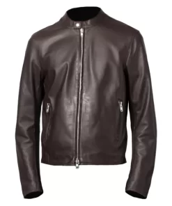 Mens Plain Brown Leather Jacket