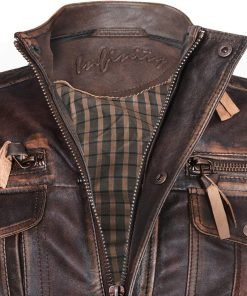 Mens Vintage Brown Leather Biker Jacket