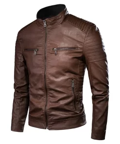 Casual Faux Leather Biker Jacket
