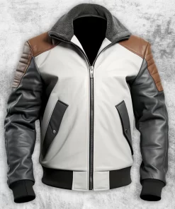 Refined Elegance Light Grey Leather Jacket