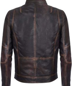 Mens Vintage Brown Leather Biker Jacket