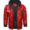 Bold Blaze Red Leather Hoodie Jacket