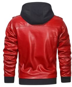 Bold Blaze Red Leather Hoodie Jacket