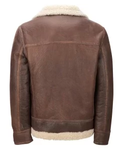 Mens Light Brown Shearling Aviator Jacket