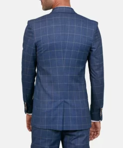 1920s Mens 3 Piece Navy Blue Notch Lapel Check Suit