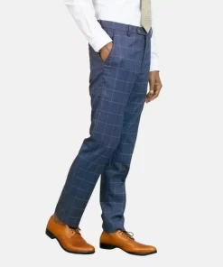 1920s Mens 3 Piece Navy Blue Notch Lapel Check Suit