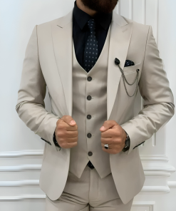3 Piece Beige Men’s Prom Suits