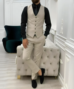 3 Piece Beige Men’s Prom Suits