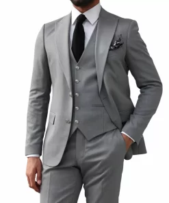 3 Piece Men’s Light Grey Suit