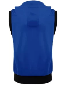 Lars Amadeus Men's Sleeveless Blue Hooded Vest Jacket