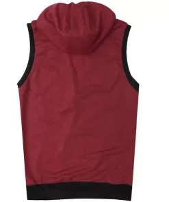 Lars Amadeus Men's Sleeveless burgundy Hooded Vest Jacket