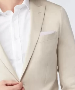 Men Modern Slim Fit 2 Buttons 2 Piece Beige Suit