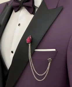 Men Three Piece Purple Wedding Suit