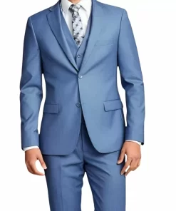 Men Three Piece Slim Fit Light Blue Suit