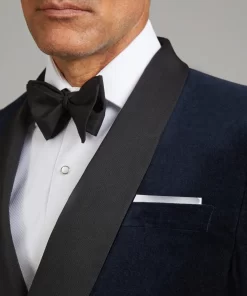 Mens Blue Velvet Tuxedo Double Breasted suit