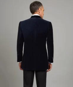 Mens Blue Velvet Tuxedo Double Breasted suit