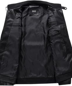 Men's Motorcycle Jacket Stand Collar Leather Jacket Spring Trendy Color