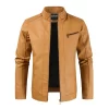 Men's Pu Leather Zipper Slim Jacket Biker Stand Collar Motorcycle Coats Outwear