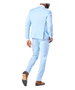 Mens Single Breasted Sky Blue Two Piece Suit