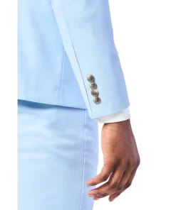 Mens Single Breasted Sky Blue Two Piece Suit