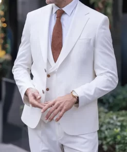 Men’s Slim Fit Casual White 3 Piece Suit
