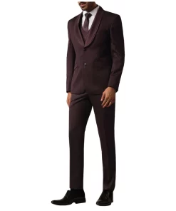 Mens Slim Fit Purple Three Piece Tuxedo Suit