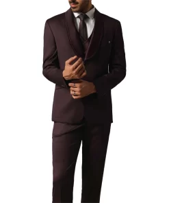 Mens Slim Fit Purple Three Piece Tuxedo Suit