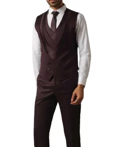 Mens Slim Fit Purple Three Piece Tuxedo Suit