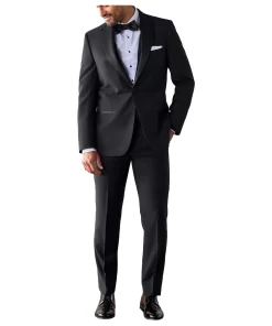 Slim Men’s Black Peak Lapel Tuxedo Suit