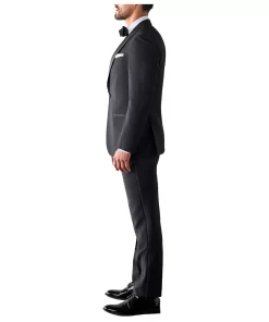 Slim Men’s Black Peak Lapel Tuxedo Suit