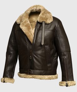 Jones Men’s Brown B-3 Bomber Leather Jacket