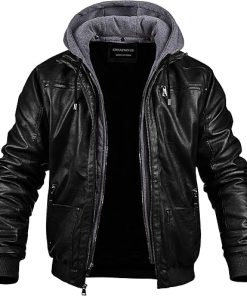 Men's Black Faux Motorcycle Leather Jacket