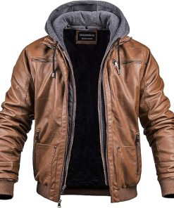 Men's Brown Faux Motorcycle Leather Jacket