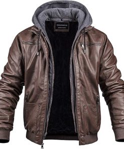 Men's Coffee Faux Motorcycle Leather Jacket