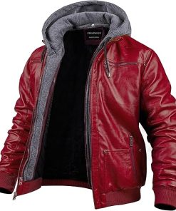 Men’s Red Faux Motorcycle Leather Jacket