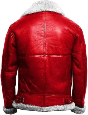 Buy B3 Bomber Red Shearling Leather Jacket